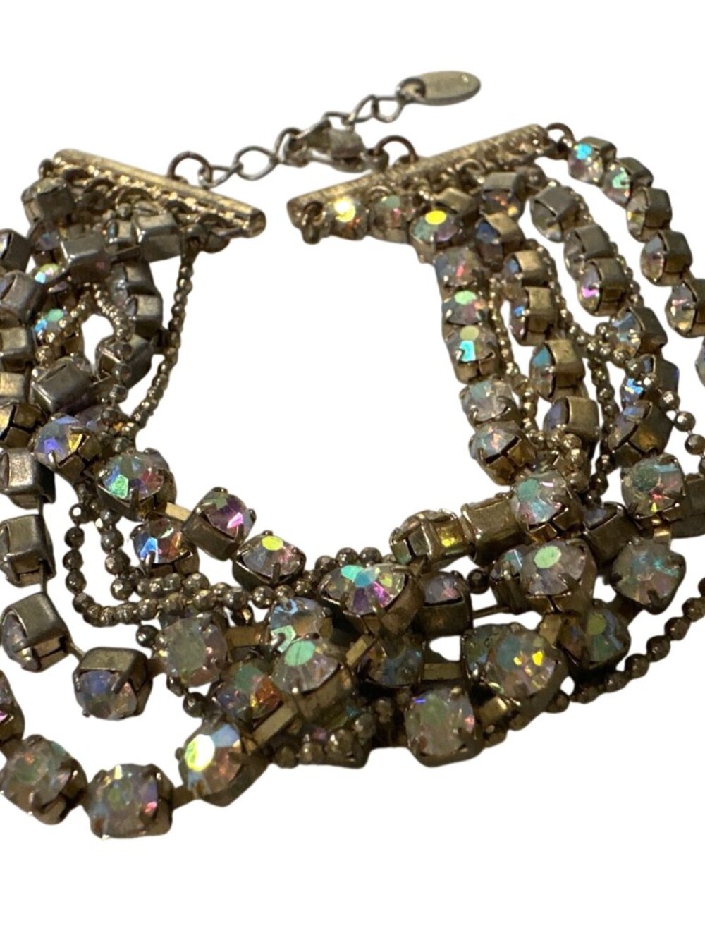 VTG Claires Bracelet Multistrand Iridescent Rhinestone Fairy Kei Elegant Sparkly